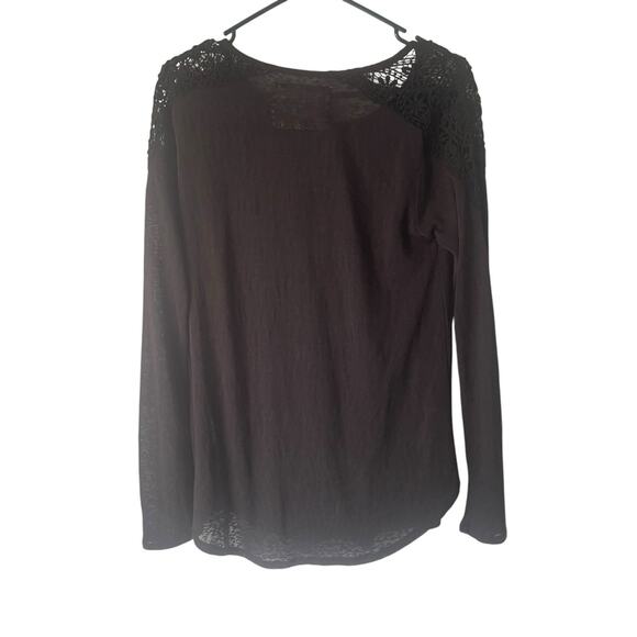 Element Women's‎ Size Medium Black Crochet Semi Sheer Long Sleeve Shirt - Picture 6 of 7